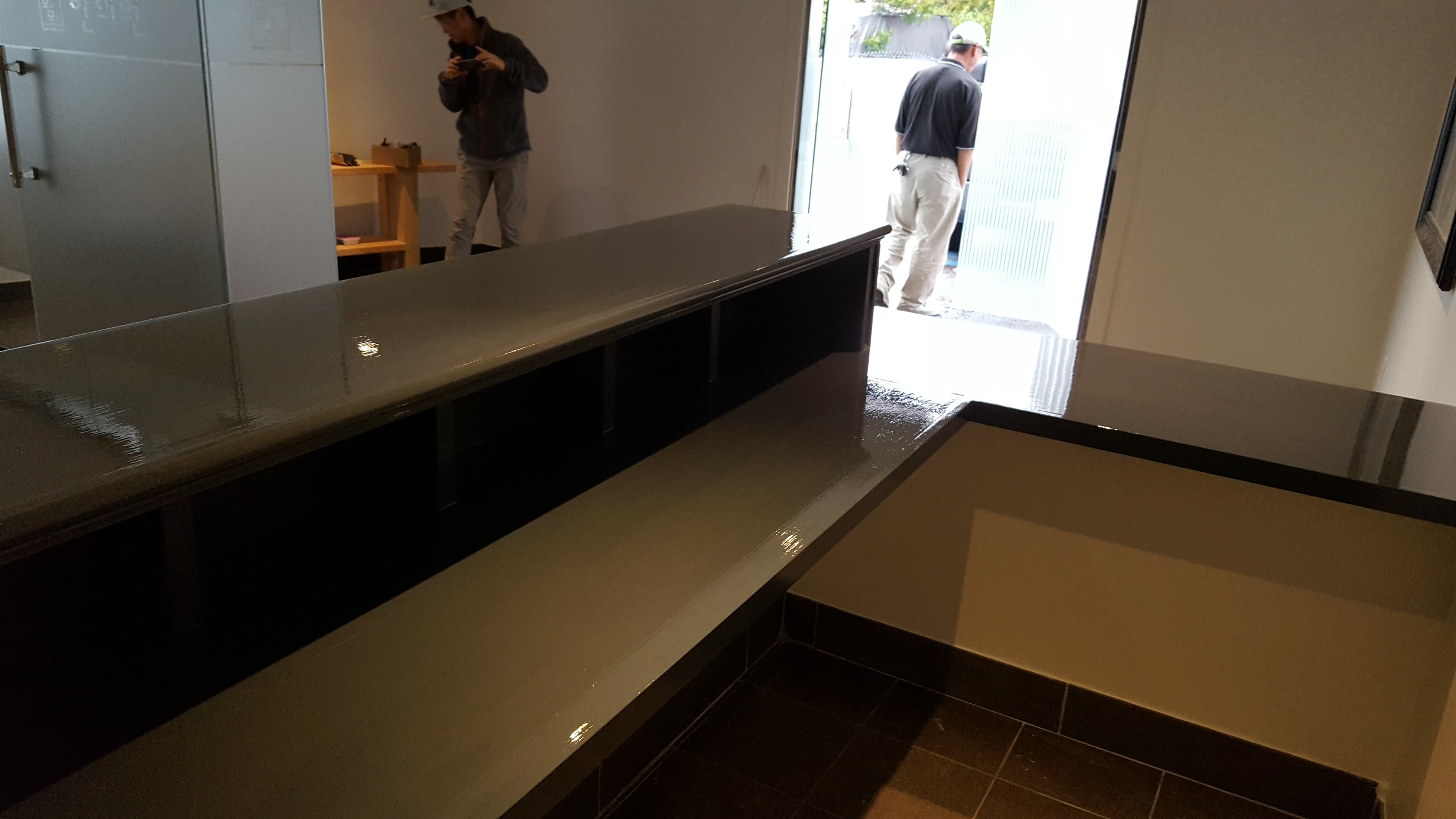 Acupuncture Clinic Lobby Reception Installation - Additional detail image 2 of Custom reception counter design and installation for acupuncture clinic.